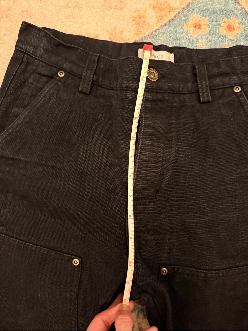 P&Co Black Cotton Canvas Double-Front Workwear Carpenter Pants W30 L30 - Picture 12 of 16